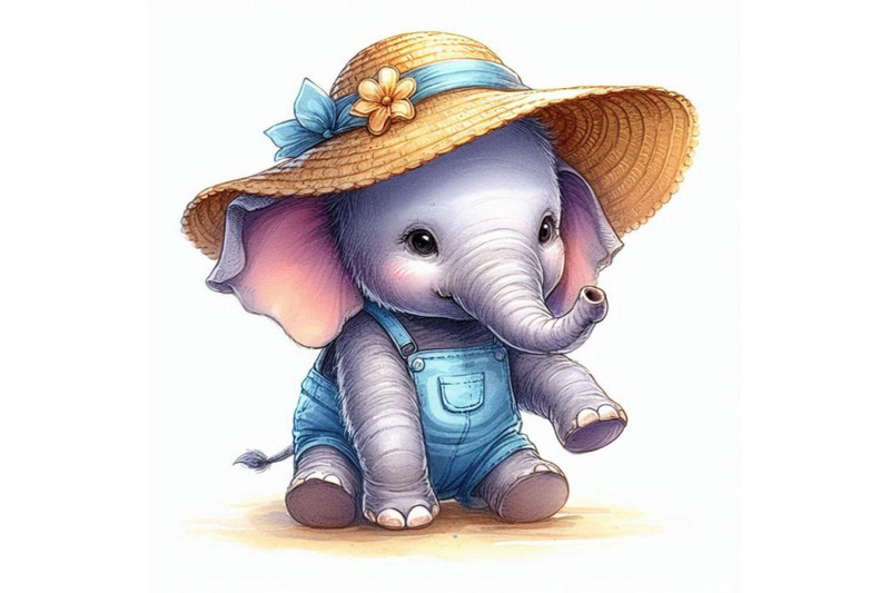 baby-elephant-wearing-a-tiny-sunhat-ready-for-a-day-at-the-beach