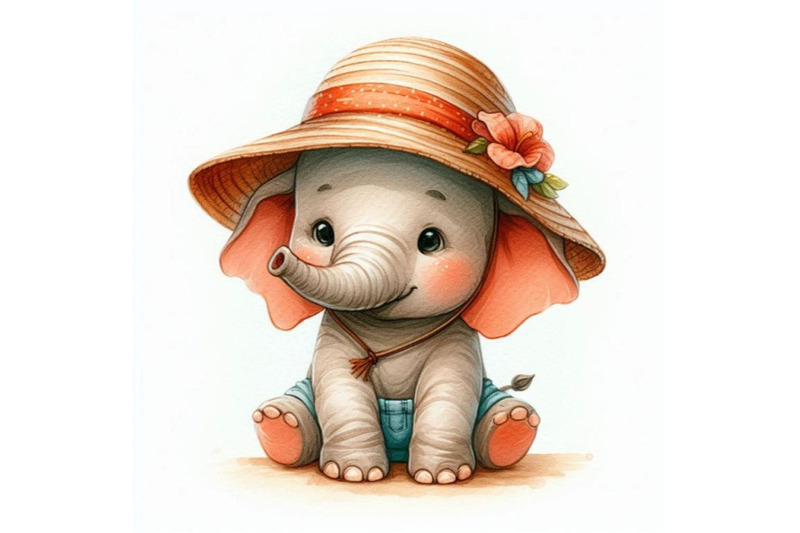 baby-elephant-wearing-a-tiny-sunhat-ready-for-a-day-at-the-beach