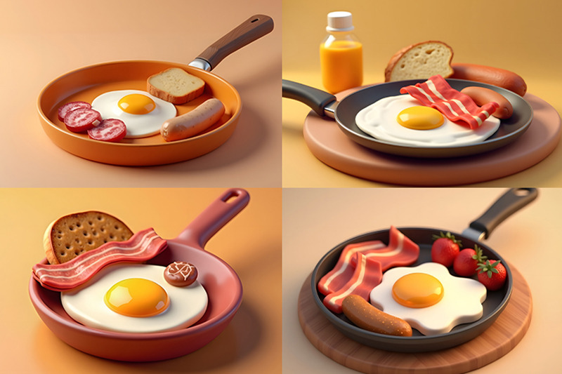 3d-rendered-breakfast-in-a-pan