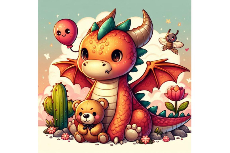 an-adorable-cartoon-dragon-with-a-teddy-bear