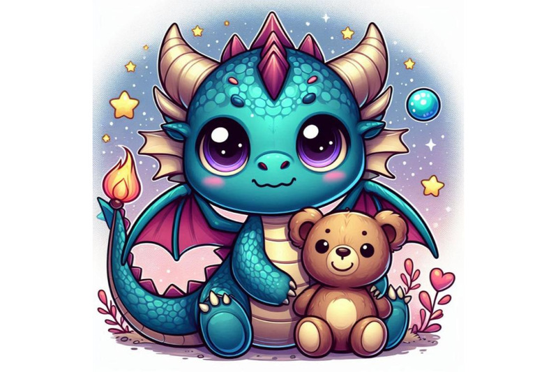 an-adorable-cartoon-dragon-with-a-teddy-bear