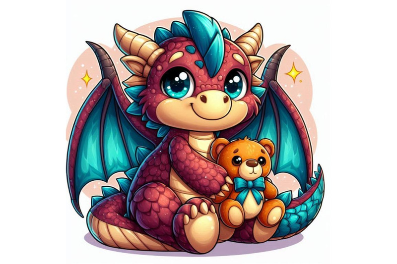 an-adorable-cartoon-dragon-with-a-teddy-bear