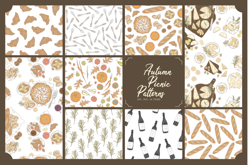 autumn-picnic-seamless-pattern-set