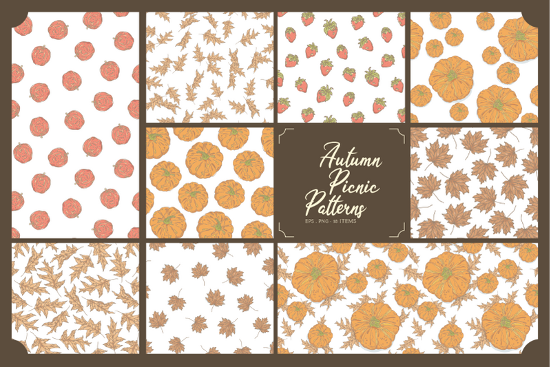 autumn-picnic-seamless-pattern-set