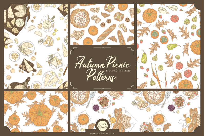 autumn-picnic-seamless-pattern-set