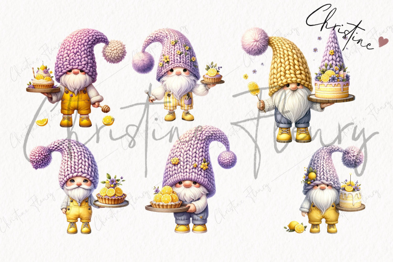 watercolor-lemon-baking-gnomes-clipart