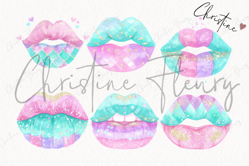 watercolor-pastel-mermaid-lips-clipart