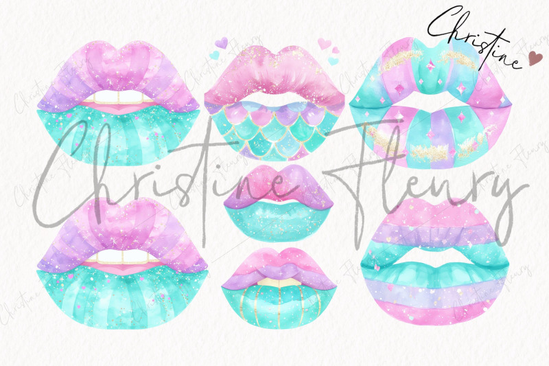 watercolor-pastel-mermaid-lips-clipart