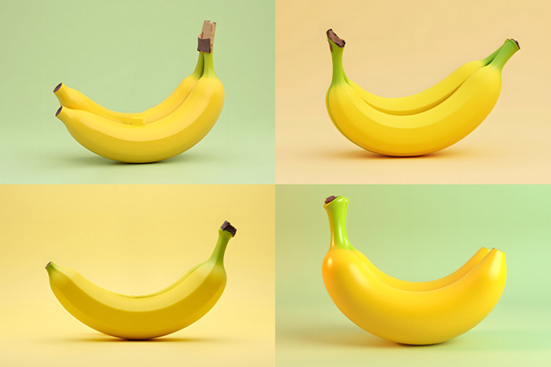 two-yellow-bananas-on-a-green-background