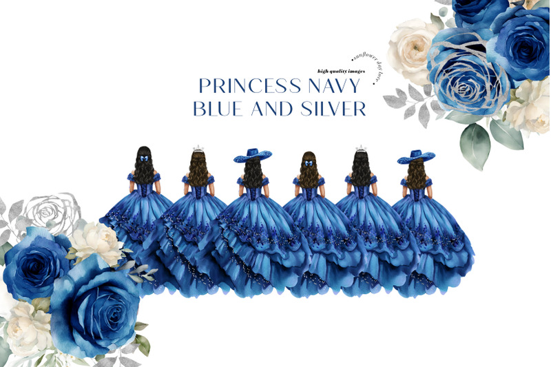 navy-blue-princess-charra-dress-clipart-blue-amp-white-floral