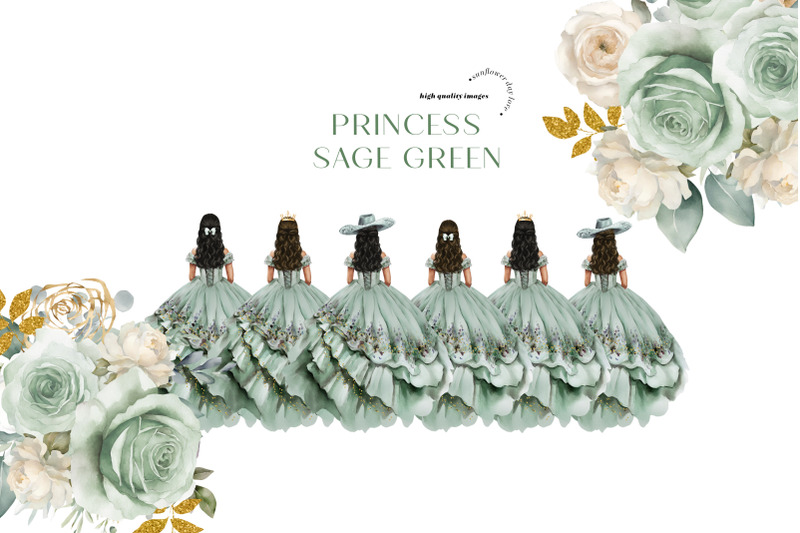 sage-green-princess-charra-dress-clipart-gold-geometric