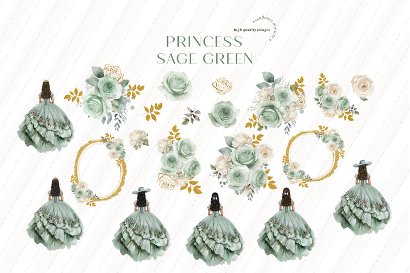 sage-green-princess-charra-dress-clipart-gold-geometric