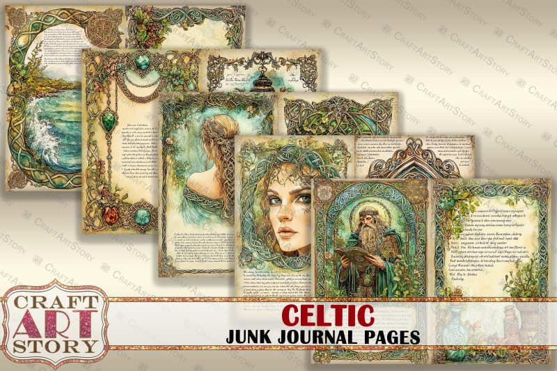 celtic-junk-journal-pages-forest-spirit-fantasy-scrapbook