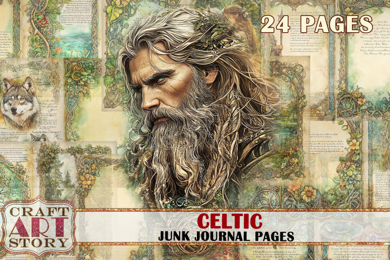 celtic-junk-journal-pages-forest-spirit-fantasy-scrapbook