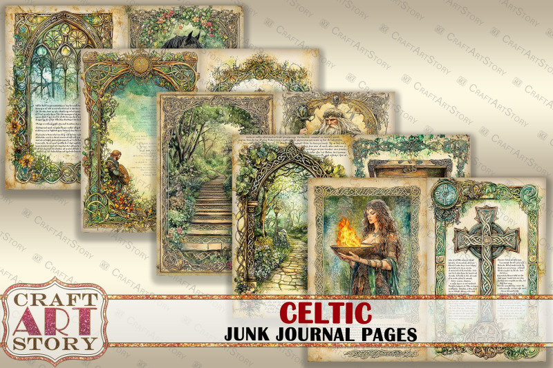 celtic-junk-journal-pages-forest-spirit-fantasy-scrapbook