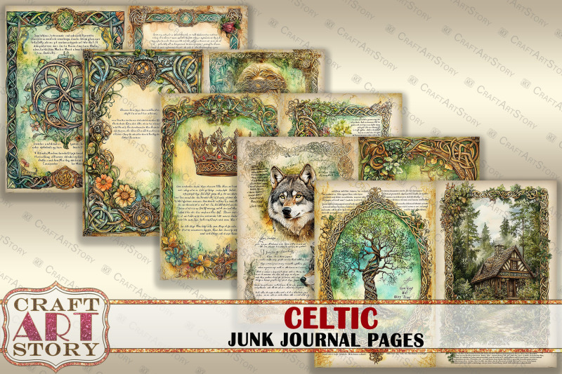 celtic-junk-journal-pages-forest-spirit-fantasy-scrapbook