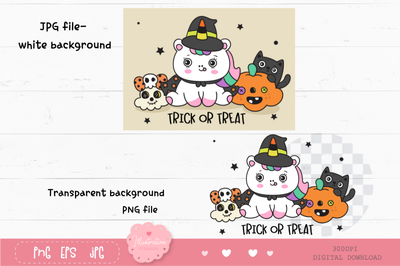 cute-halloween-animal-cat-unicorn-kawaii-cliparts-cartoon