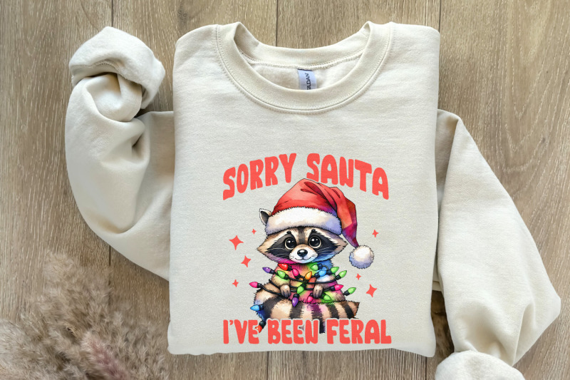 sorry-santa-i-039-ve-been-feral-png-raccoon-christmas-png-retro-christma