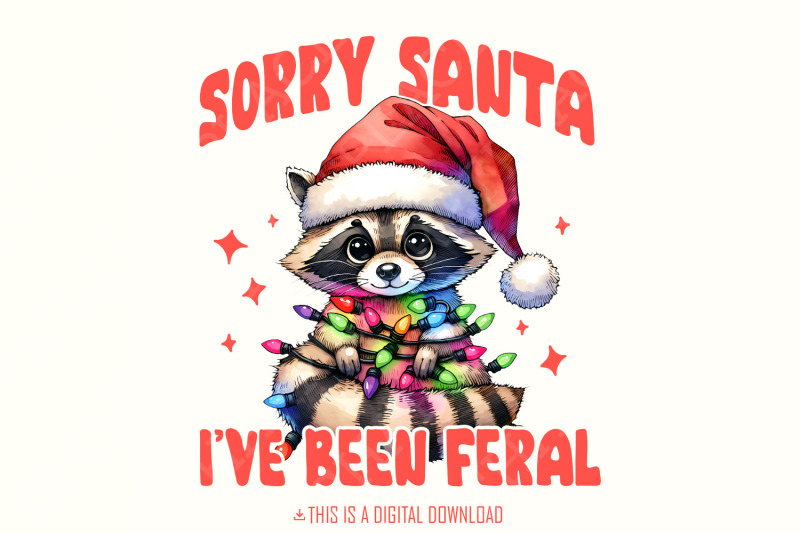 sorry-santa-i-039-ve-been-feral-png-raccoon-christmas-png-retro-christma