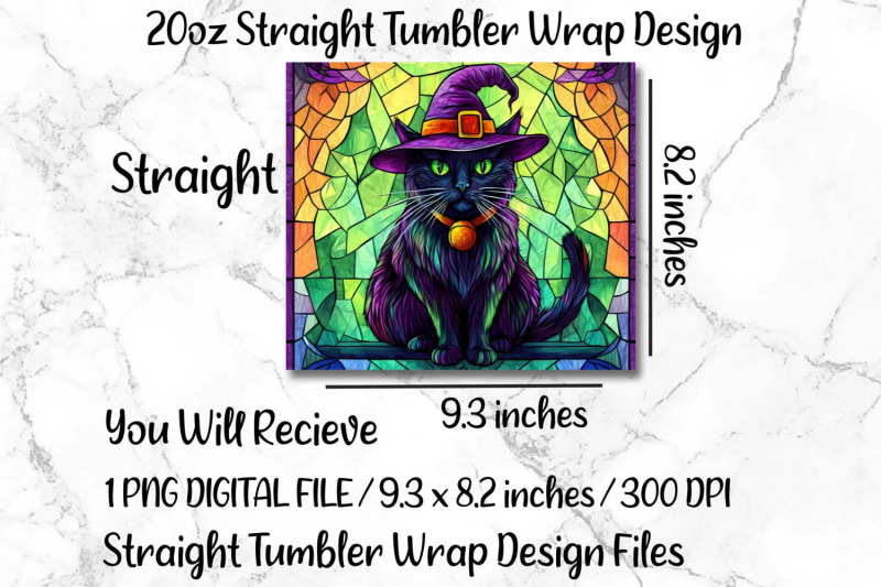 stained-glass-cat-20oz-skinny-tumbler-wrap-sublimation-design