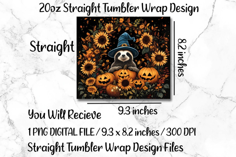 witch-sloth-20oz-skinny-tumbler-sublimation-design