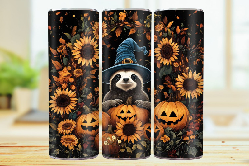 witch-sloth-20oz-skinny-tumbler-sublimation-design