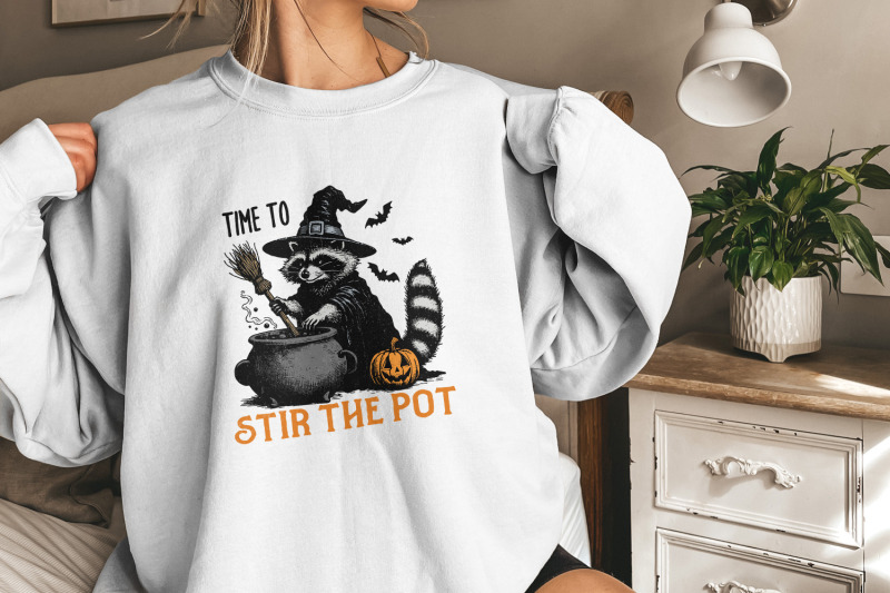 time-to-stir-the-pot-png-funny-raccoon-png-retro-halloween-png-witc