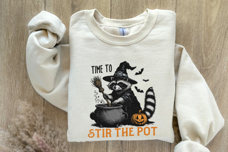 time-to-stir-the-pot-png-funny-raccoon-png-retro-halloween-png-witc