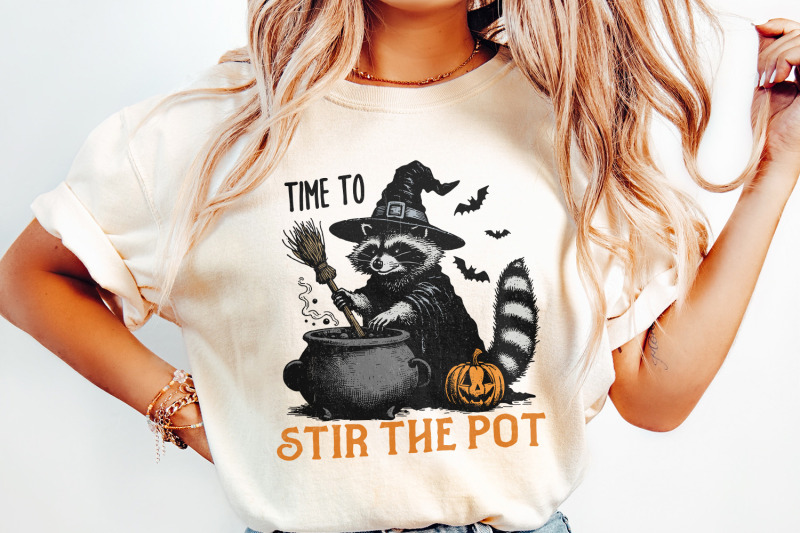 time-to-stir-the-pot-png-funny-raccoon-png-retro-halloween-png-witc