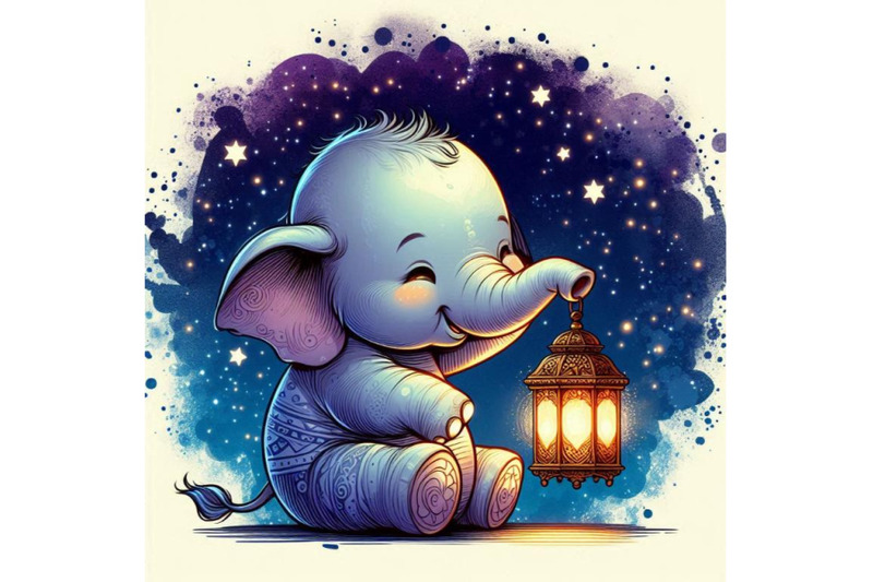 baby-elephant-holding-a-tiny-lantern-lighting-up-the-night