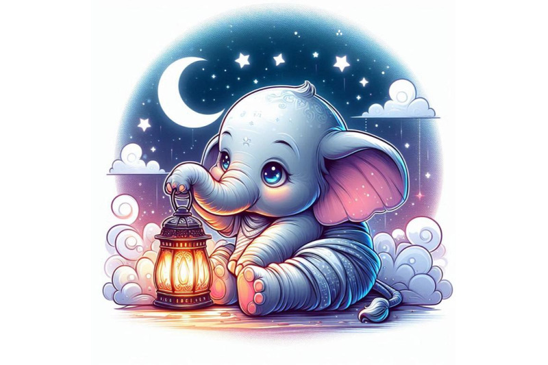 baby-elephant-holding-a-tiny-lantern-lighting-up-the-night