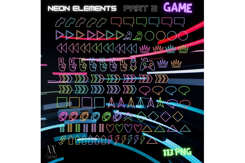 neon-video-game-clipart-bundle-retro-games-play-digital-download