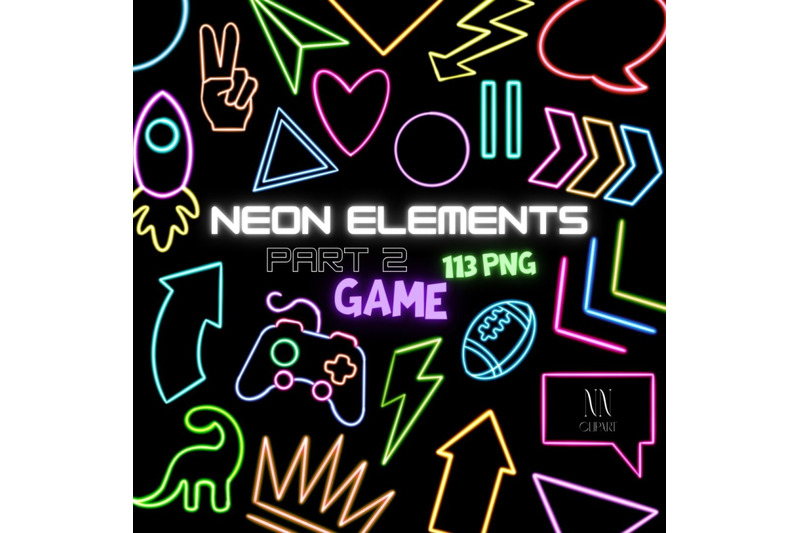 neon-video-game-clipart-bundle-retro-games-play-digital-download