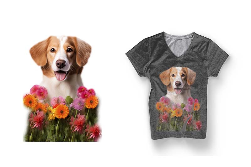 dog-portraits-of-dogs-for-decoration-flowers-and-dog-png