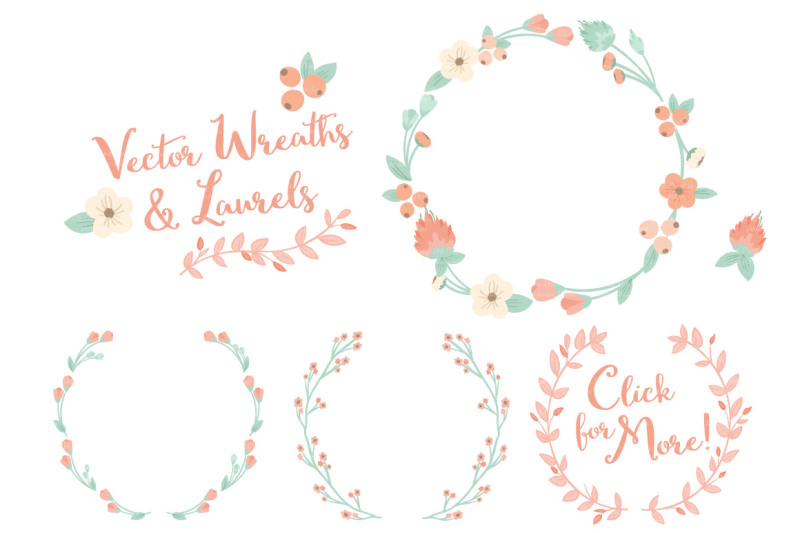 mint-and-peach-floral-wreath-set
