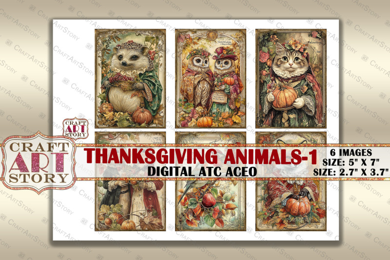 vintage-thanksgiving-animals-1-picture-collage-atc-bonus