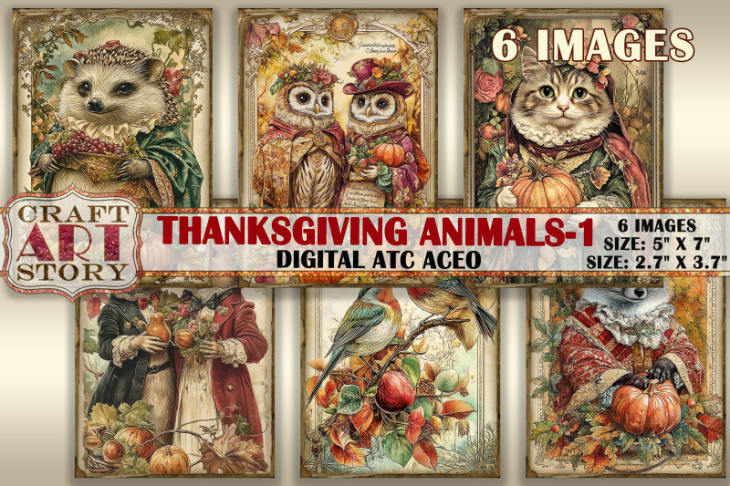 vintage-thanksgiving-animals-1-picture-collage-atc-bonus