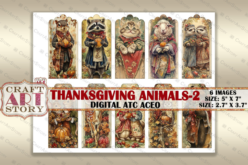 vintage-thanksgiving-animals-2-picture-collage-atc-bonus