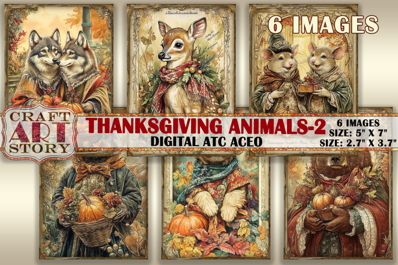 vintage-thanksgiving-animals-2-picture-collage-atc-bonus