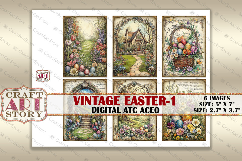 vintage-easter-1-picture-collage-printable-cards-atc-bonus