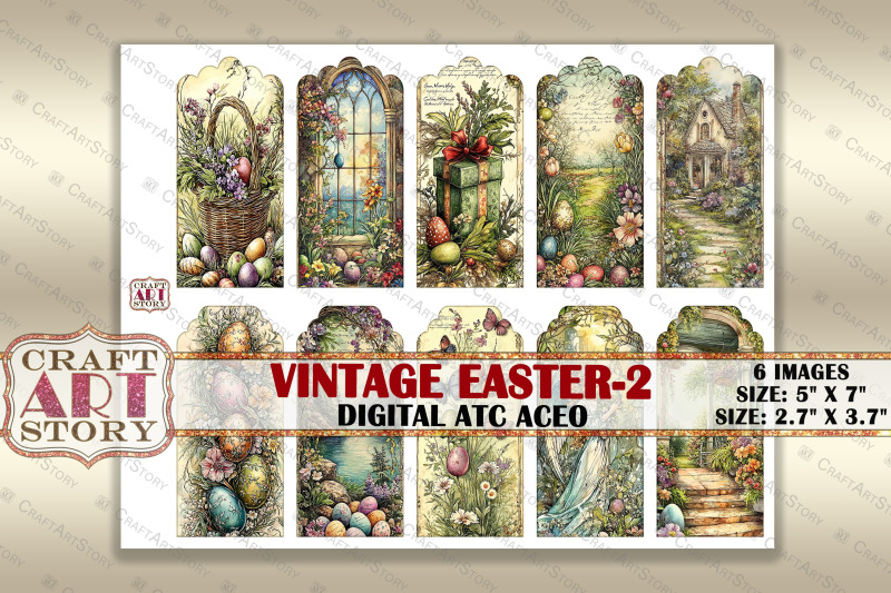 vintage-easter-2-picture-collage-printable-cards-atc-bonus