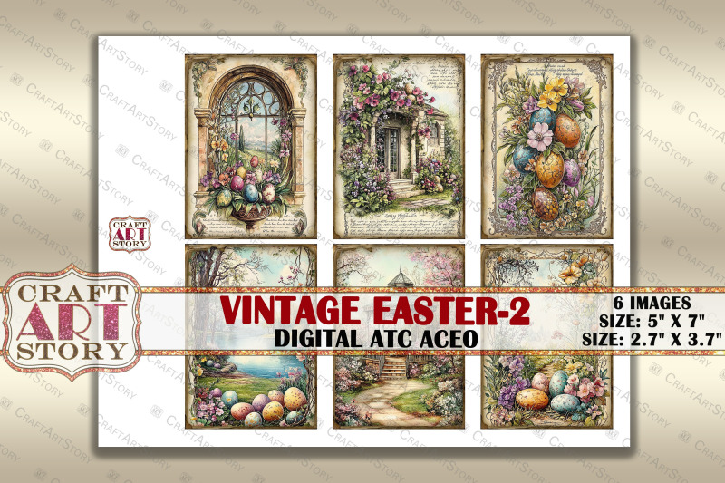 vintage-easter-2-picture-collage-printable-cards-atc-bonus