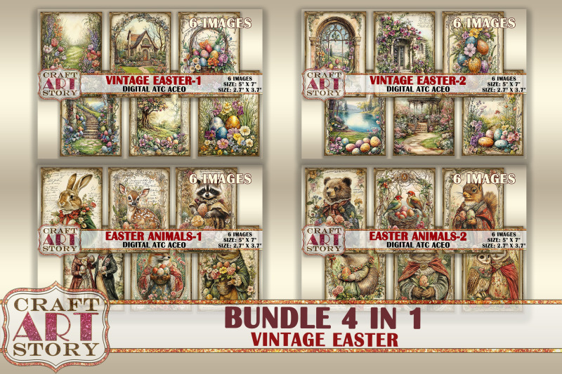 bundle-vintage-easter-picture-collage-cards-atc-bonus