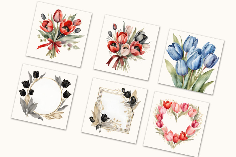 watercolor-frames-with-tulips