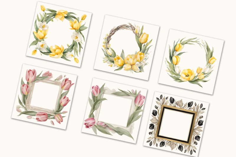 watercolor-frames-with-tulips