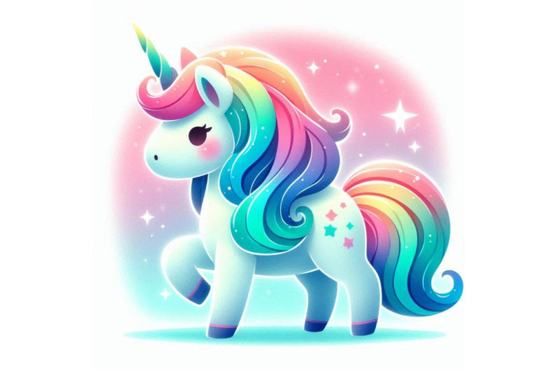 magical-3d-kawaii-unicorn-with-rainbow-mane-and-a-tiny-horn