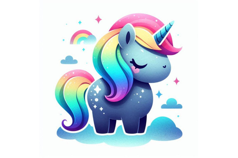 magical-3d-kawaii-unicorn-with-rainbow-mane-and-a-tiny-horn