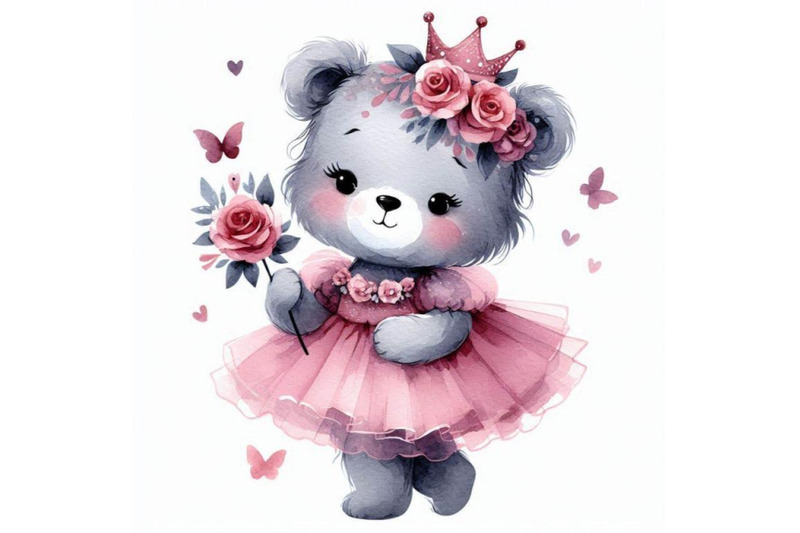 adorable-hand-drawn-little-bear-princess-wearing-a-floral-crown-and-ho