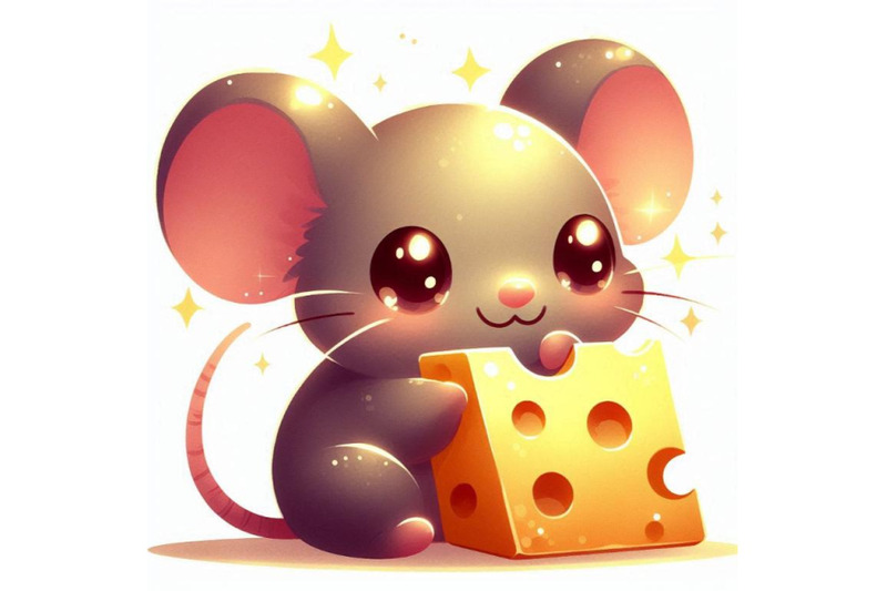 little-3d-kawaii-mouse-eating-a-piece-of-cheese-with-shiny-eyes