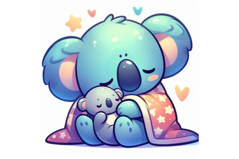 sleepy-3d-kawaii-koala-cuddling-a-plush-toy-in-a-tiny-blanket